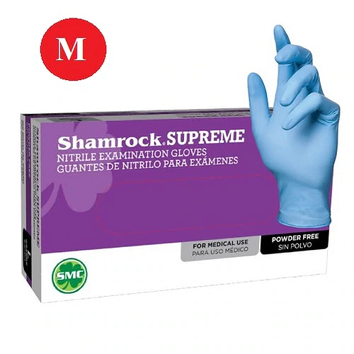 Shamrock Supreme Nitrile NON-Latex Powder-Free Gloves - Medium - Click Image to Close